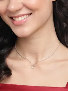 Carlton London 925 Sterling Silver Rhodium-Plated Heart Shaped Pendants with Chains