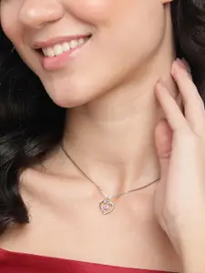 Carlton London 925 Sterling Silver Rhodium-Plated Heart Shaped Pendants with Chains