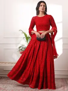 Mitera Embroidered Sequinned Ready to Wear Lehenga & Blouse With Dupatta