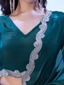 Mitera Embellished Beads and Stones Organza Saree