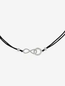 Kushal's Fashion Jewellery Sterling Silver Rhodium-Plated Stone Studded Anklet