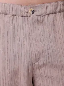 The Indian Garage Co Men Textured Loose Fit Mid-Rise Trousers