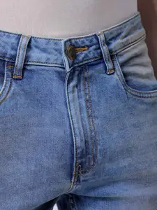 The Indian Garage Co Men Straight Fit Heavy Fade Low Distress Stretchable Jeans