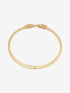 Kushal's Fashion Jewellery Sterling Silver Gold-Plated Stone Studded Cuff Bracelet