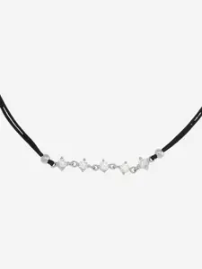 Kushal's Fashion Jewellery Sterling Silver Rhodium-Plated Stone Studded Anklet