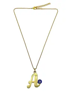 Digital Dress Room Gold-Plated Alphabet A Evil Eye Pendant & Chain