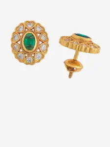 Kushal's Fashion Jewellery Embellished Bridal Gold-Plated Oval Ethnic Temple Studs