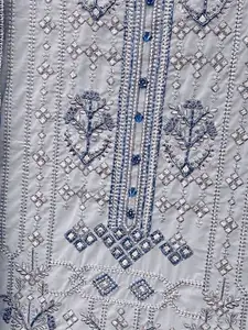 ODETTE Women Floral Embroidered Sequinned Georgette Semi-Stitched Dress Material