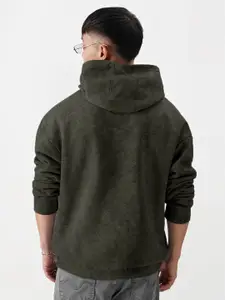 Crazymonk Men  Oversized Plain Hooded Sweatshirt