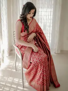 Anouk Floral Woven Design Zari Banarasi Saree