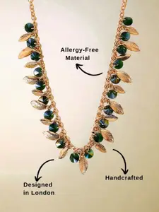 Accessorize Crystals Stone Studded Leaf Design Necklace