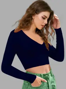 Dream Beauty Fashion Women V-Neck Fitted Crop Top