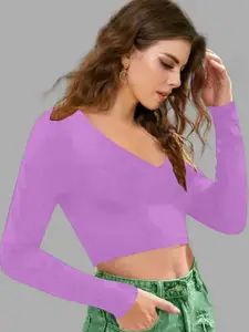 Dream Beauty Fashion Women V-Neck Fitted Crop Top