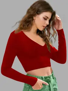 Dream Beauty Fashion Solid Scoop Neck Fitted Crop Top