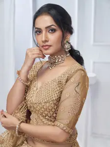 ODETTE Embellished Sequinned Semi-Stitched Lehenga & Unstitched Blouse With Dupatta