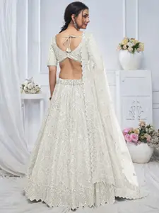 ODETTE Embellished Sequinned Semi-Stitched Lehenga & Unstitched Blouse With Dupatta