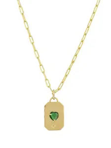 Voylla Gold-Plated CZ Heart Shaped Valentine's Day Ray Of Love Pendant With Chain