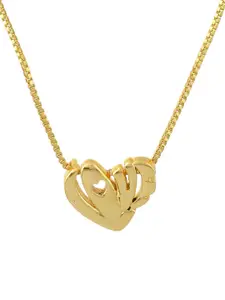 Voylla Gold-Plated Heart Shaped Valentine's Day Heart Of Love Pendant With Chain