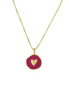 Voylla Gold-Plated Heart Shaped Valentine's Day Eternal Pendant With Chain