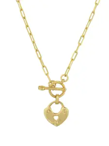 Voylla Gold-Plated Heart Shaped Valentine's Day Locked In Love Pendant With Chain