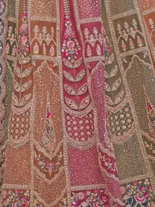 ODETTE Embellished Beads and Stones Semi-Stitched Lehenga & Unstitched Blouse With Dupatta