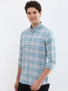 Allen Solly Men Custom Fit Spread Collar Tartan Checked Cotton Casual Shirt