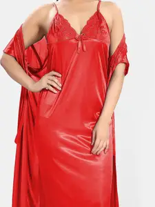 Be You Women Shoulder Straps Maxi Nightdress with Robe