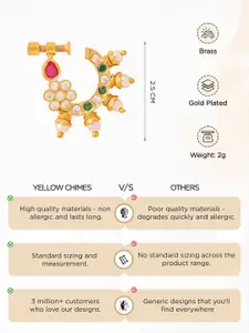 Yellow Chimes Gold-Plated AD Stones and Beads Ring Nosepin