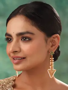 Yellow Chimes Gold-Plated Contemporary Drop Earrings