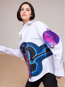 DressBerry Women Relaxed Fit Spread Collar Graphic Printed Cotton Casual Shirt