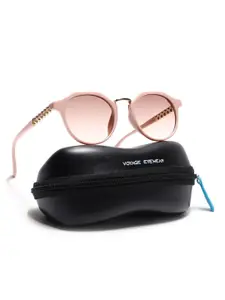 Voyage Round Sunglasses for Women Brown & Clear Lens Nude Frame - MG6428)