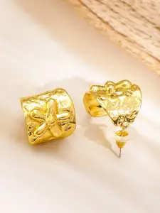 Rubans 18KT Gold-Plated Floral Motifs Embossed Studs