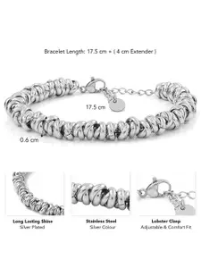 Peora Men Silver-Plated Stainless Steel Openable Link Bracelet