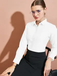 DressBerry Women Slim Fit Spread Collar Solid Casual Shirt