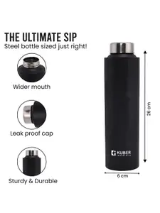 Kuber Industries Black 6 Pieces Stainless Steel Leakproof Water Bottle 1L
