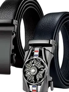 Provogue Men Pack of 2 Textured Slider Buckle Formal Belt