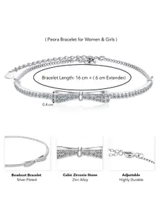 Peora Silver Plated Cubic Zirconia Studded Adjustable Wraparound Bracelet