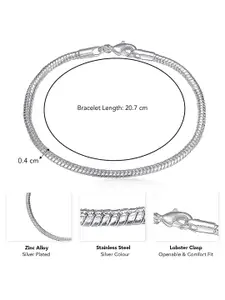 Peora Men Silver-Plated Openable Fancy Wraparound Bracelet