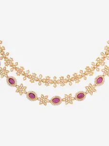 Kushal's Fashion Jewellery Gold-Plated Zircon Stone Studded Necklace
