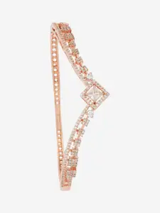 Kushal's Fashion Jewellery Rose Gold-Plated Cubic Zirconia-Studded Party Kada Bangle