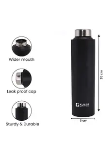 Kuber Industries Black 3 Pieces Stainless Steel Leakproof Water Bottle 1L each