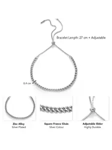 Peora Silver-Plated Cubic Zirconia Studded Adjustable Wraparound Bracelet