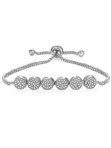 Peora Silver-Plated Cubic Zirconia Studded Adjustable Wraparound Bracelet