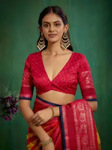 Sangria Multi Tussar Silk Block Print Ready to Wear Saree