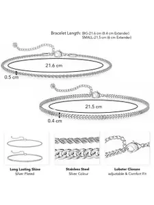 Peora Set Of 2 Silver-Plated Stainless Steel Openable Link Bracelets