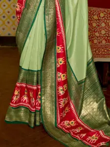 DEVATITHI Kalamkari Zari Silk Blend Patola Saree