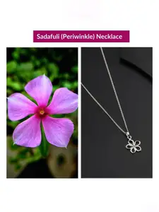 House of Aadyaa 925 Silver Sadafuli Floral-Charm Pendant With Chain