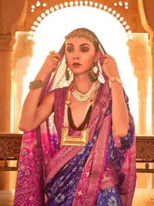 DEVATITHI Kalamkari Silk Blend Patola Saree