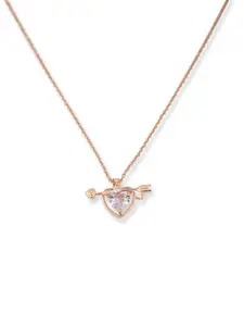Priyaasi Rose Gold-Plated Heart Shaped Crystal studded Necklace