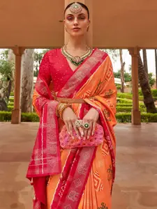 DEVATITHI Kalamkari Beads and Stones Silk Blend Patola Saree